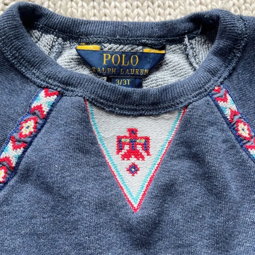Polo Ralph Lauren crewneck sweatshirt with native embroidery, 3T. - Picture 2 of 4